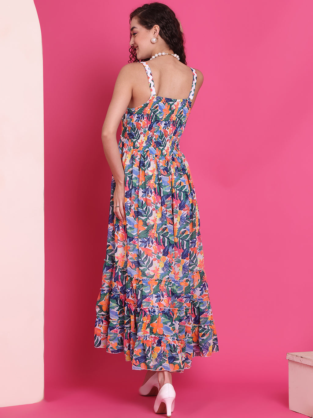 Women A-line Multicolor Midi/Calf Length Dress