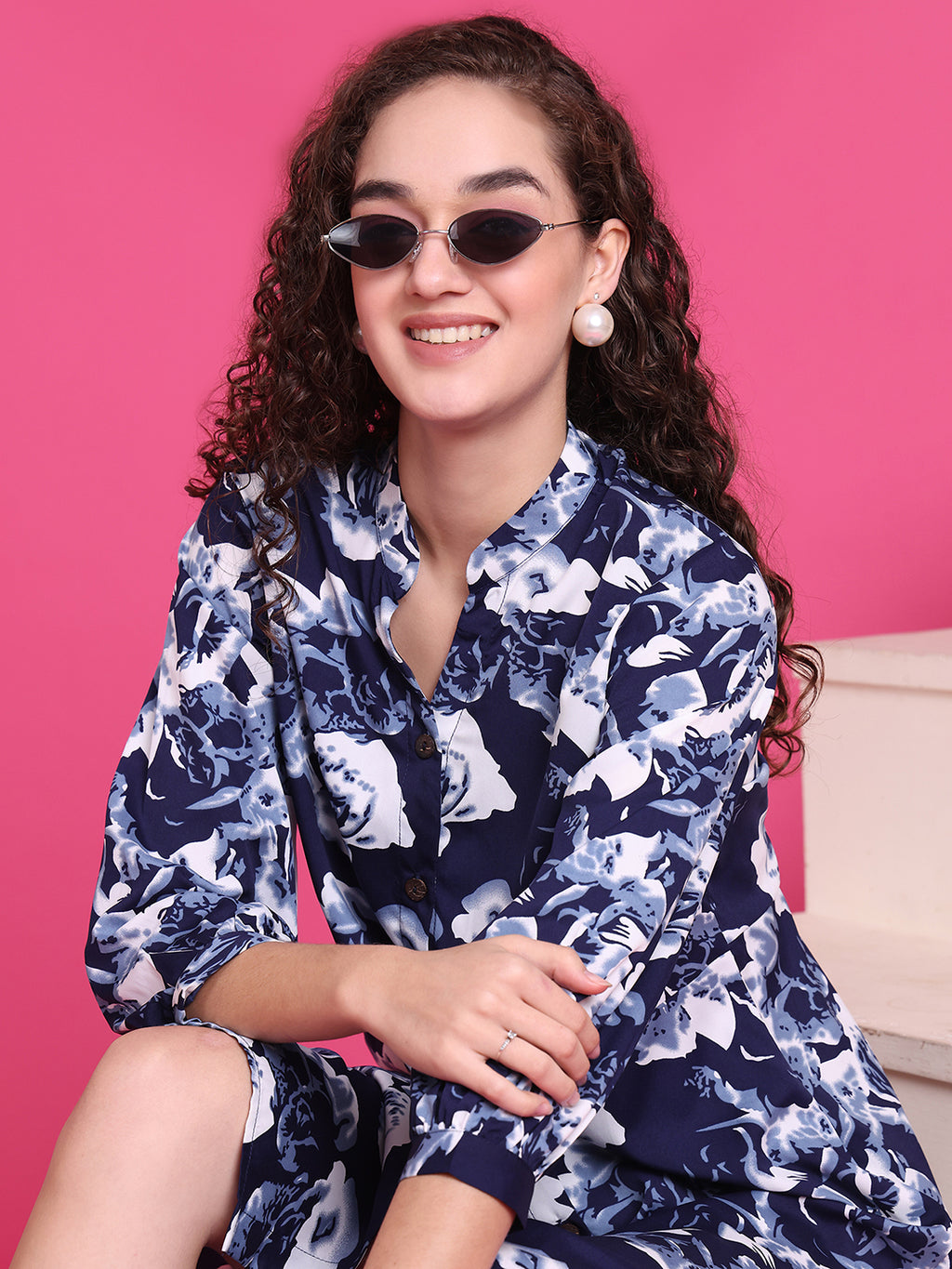 Women A-line Blue Midi/Calf Length Dress