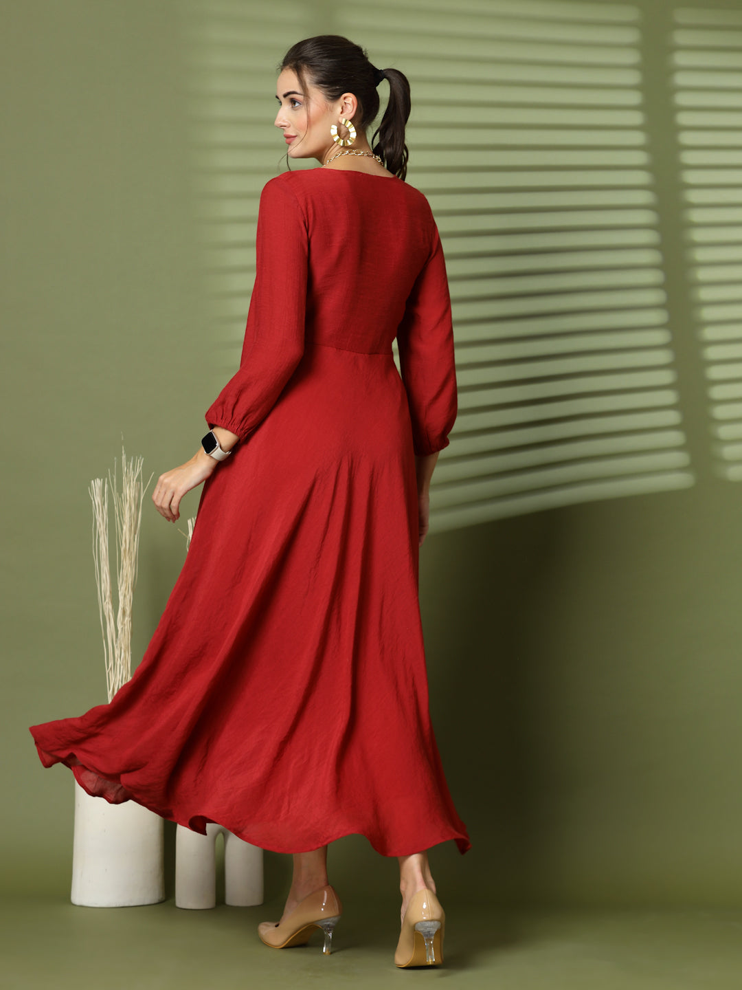 Women Solid Pure Cotton Anarkali Kurta  (Maroon)