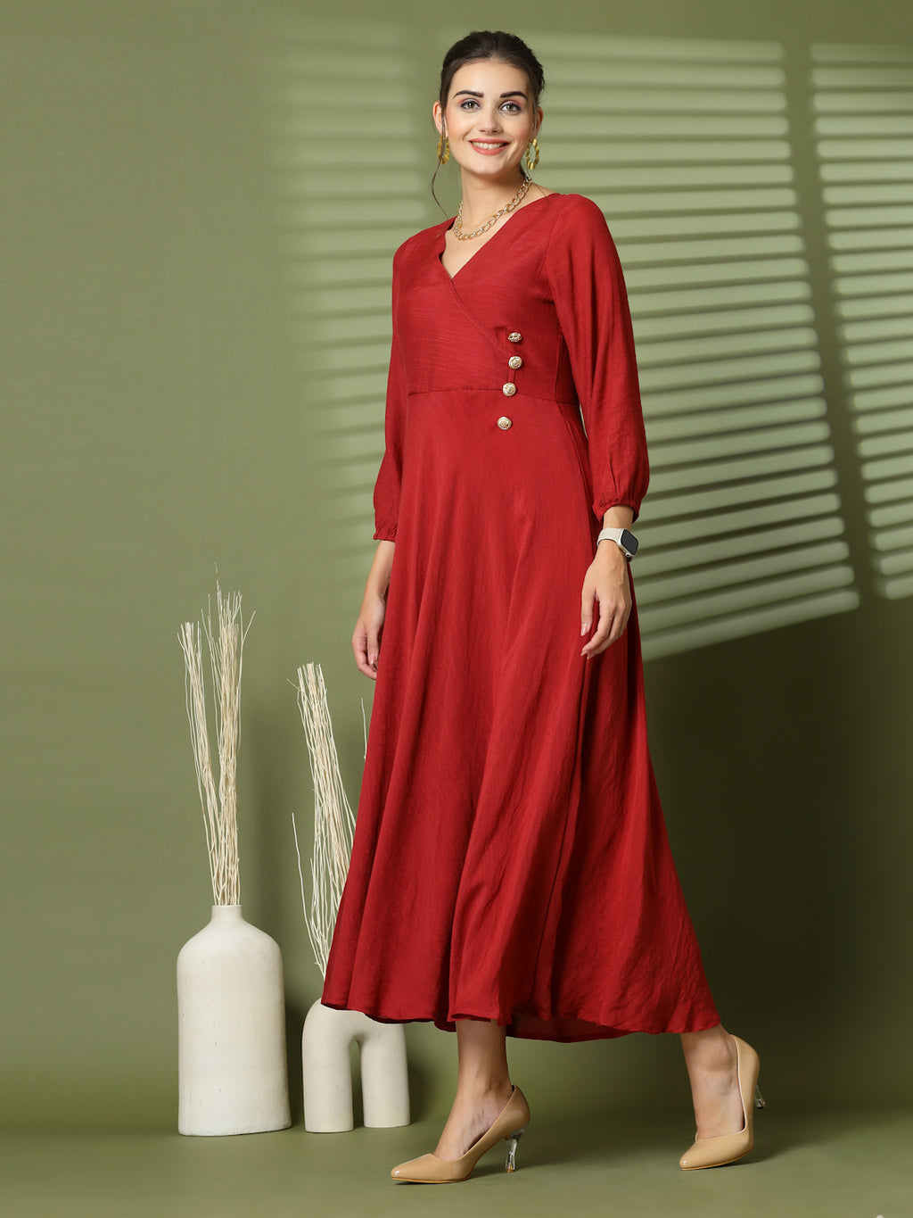 Women Solid Pure Cotton Anarkali Kurta  (Maroon)