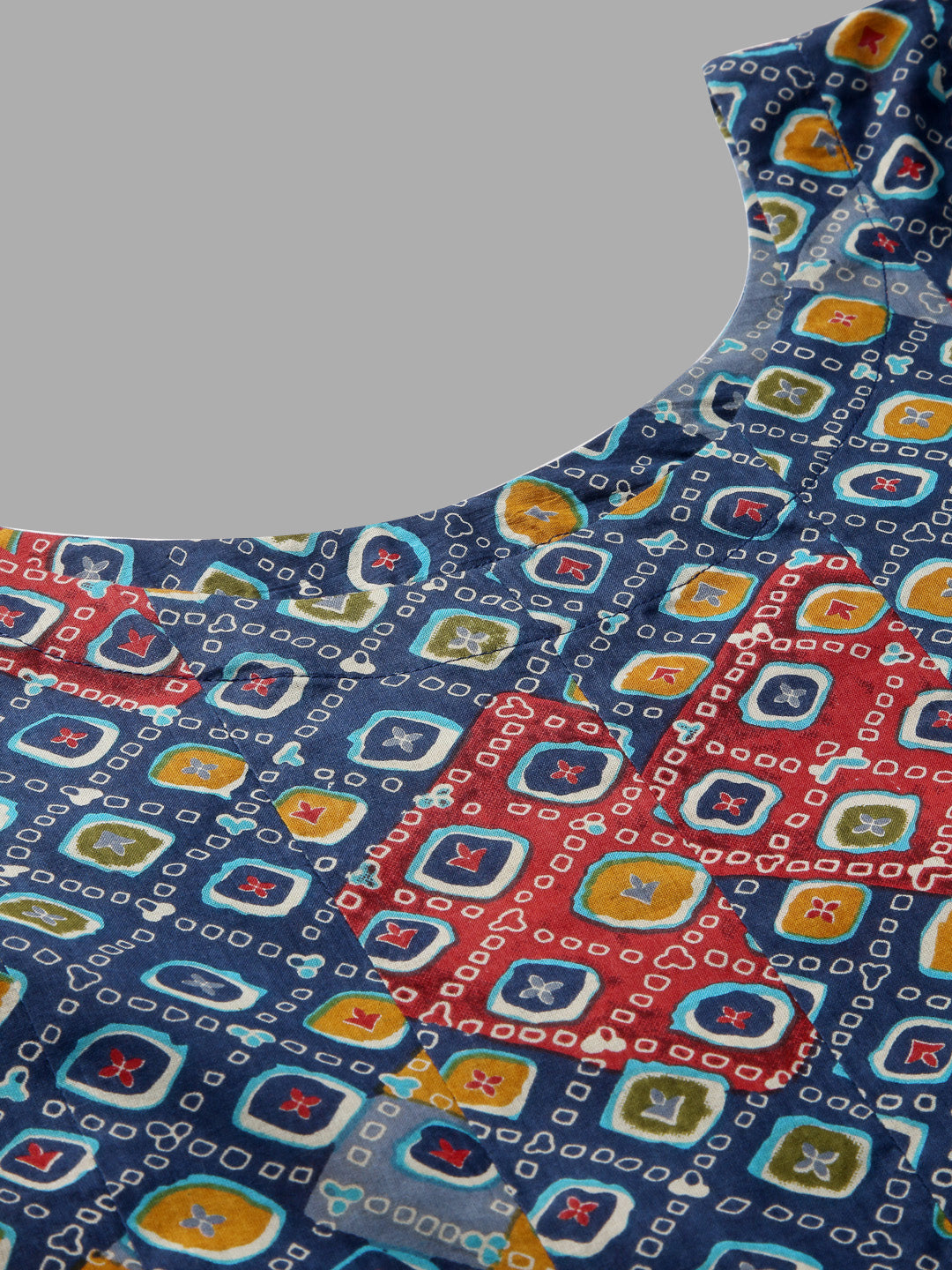 Women Geometric Print Pure Cotton Anarkali Kurta  (Blue)