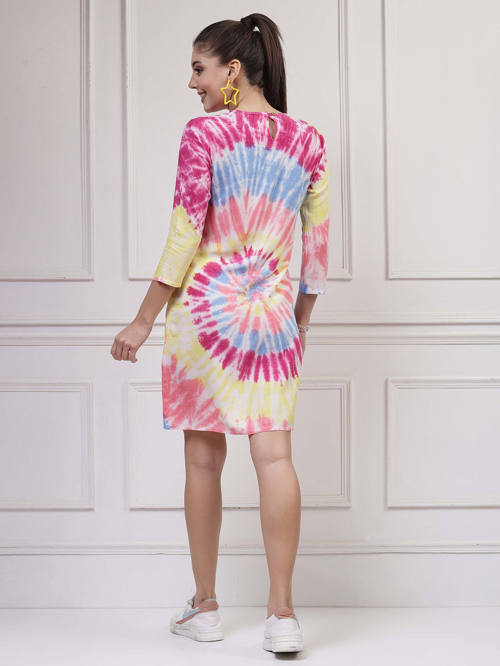 Women A-line Pink Above Knee/Mid Thigh Length Dress