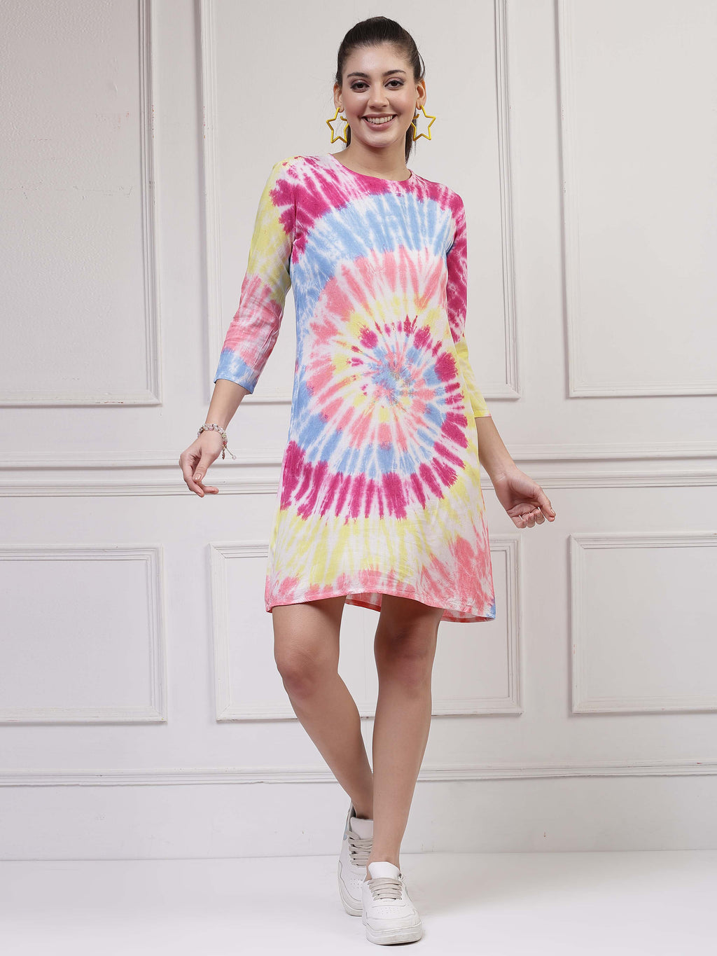 Women A-line Pink Above Knee/Mid Thigh Length Dress