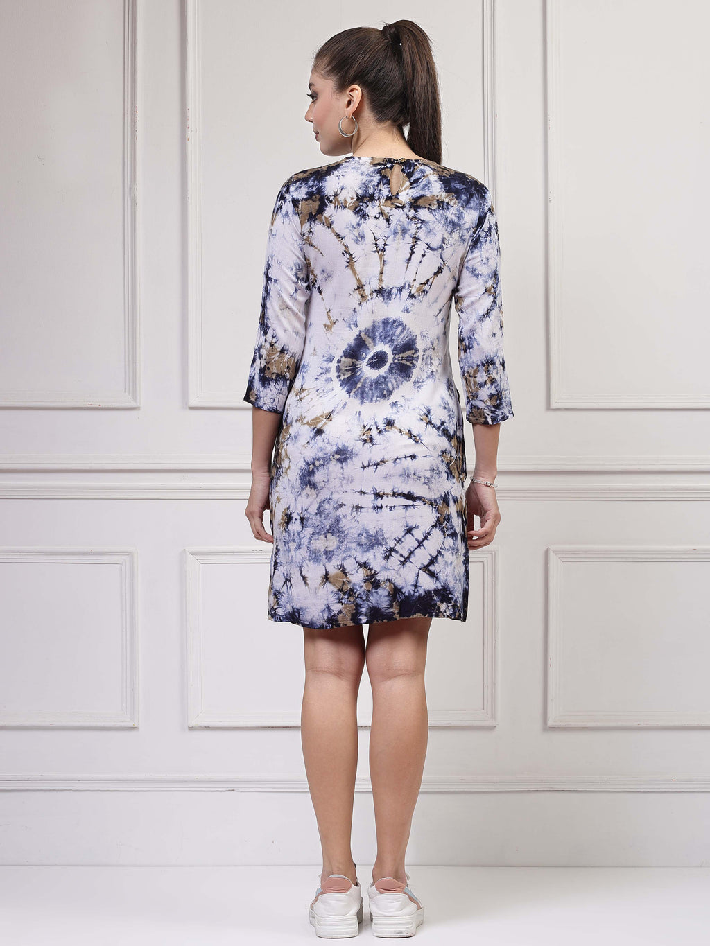 Women A-line Blue Above Knee/Mid Thigh Length Dress