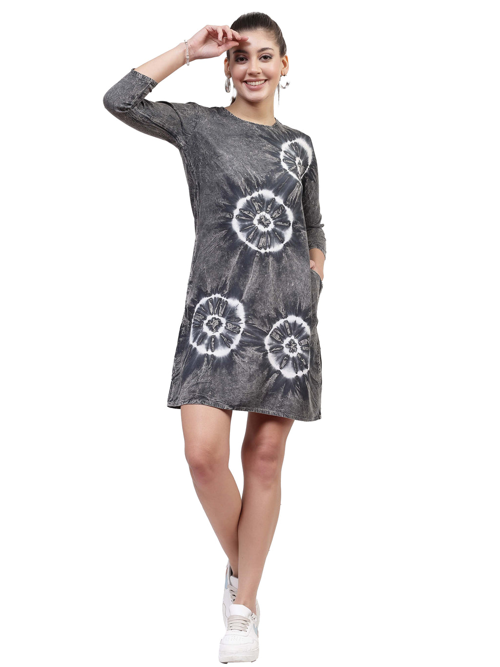 Women A-line Black Above Knee/Mid Thigh Length Dress